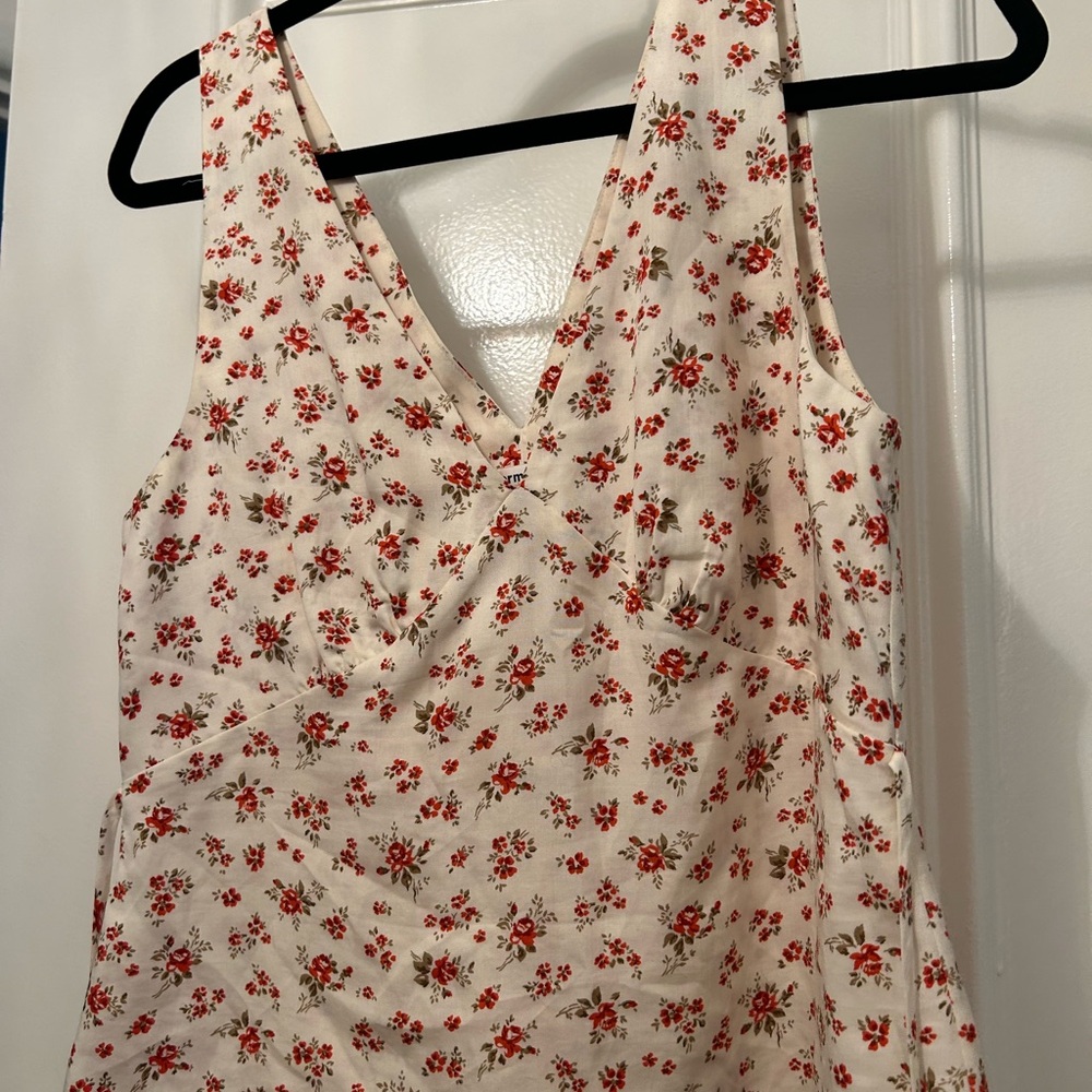 Reformation Floral Sleeveless Top - Cream and Red